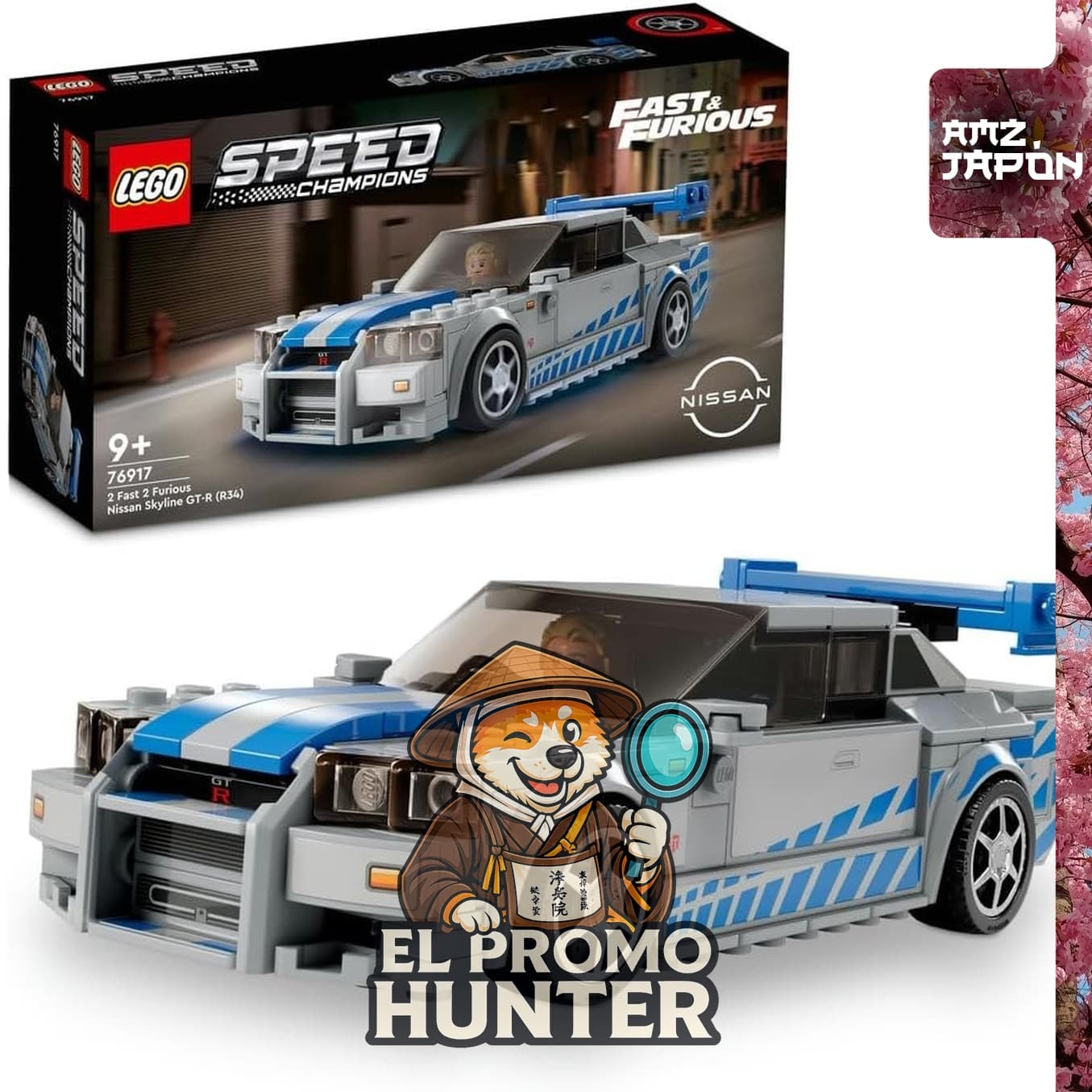Lego 76917 Speed Champions Nissan Skyline GT-R (R34) - Set de construcción de juguete.