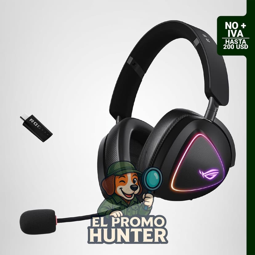 ASUS ROG Delta II Auriculares Gaming Inalámbricos con Micrófono Desmontable, Tri-Mode (BT, 2.4GHz, 3.5mm), Drivers de 50mm