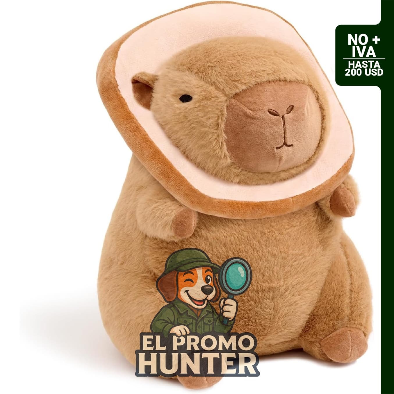 Peluche Capybara de 9" (23 cm) con tostadas portátiles, de la marca Loskv.