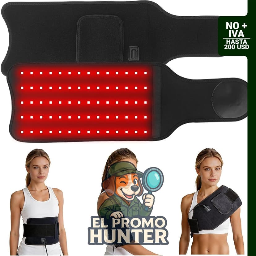 Red Light Therapy Pad con 70 LEDs, tamaño ajustable de 22.1" x 7.1" (56.4 cm x 18 cm), con cable.