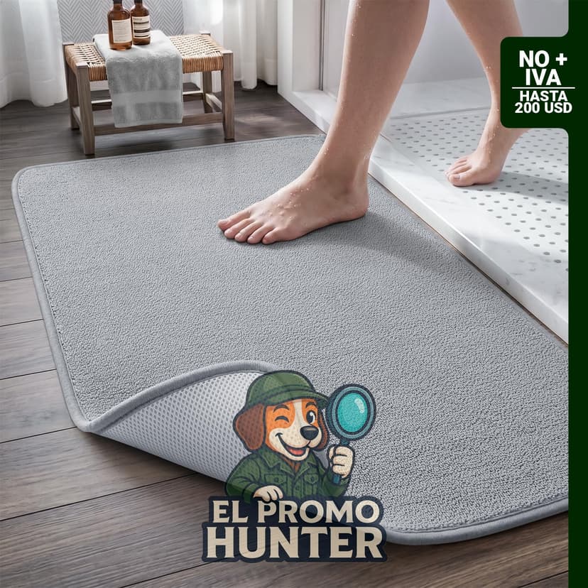 MontVoo Tapete de baño absorbente, de perfil bajo, lavable a máquina, color gris, 43 x 61 cm.