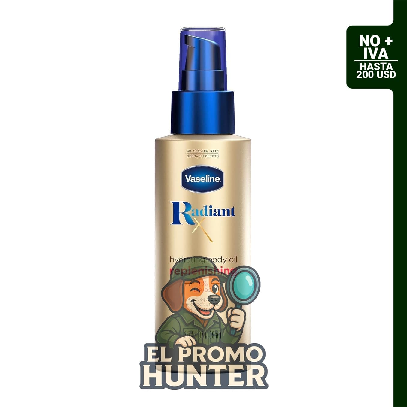 Vaseline Radiant X - Aceite corporal con 1% de lípidos, aceite de jojoba, aceite de coco y vitamina E, 110 ml
