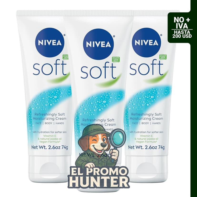 NIVEA Crema hidratante suave, paquete de 3 tubos de 2.6 oz (75 ml) cada uno, para cara y manos.