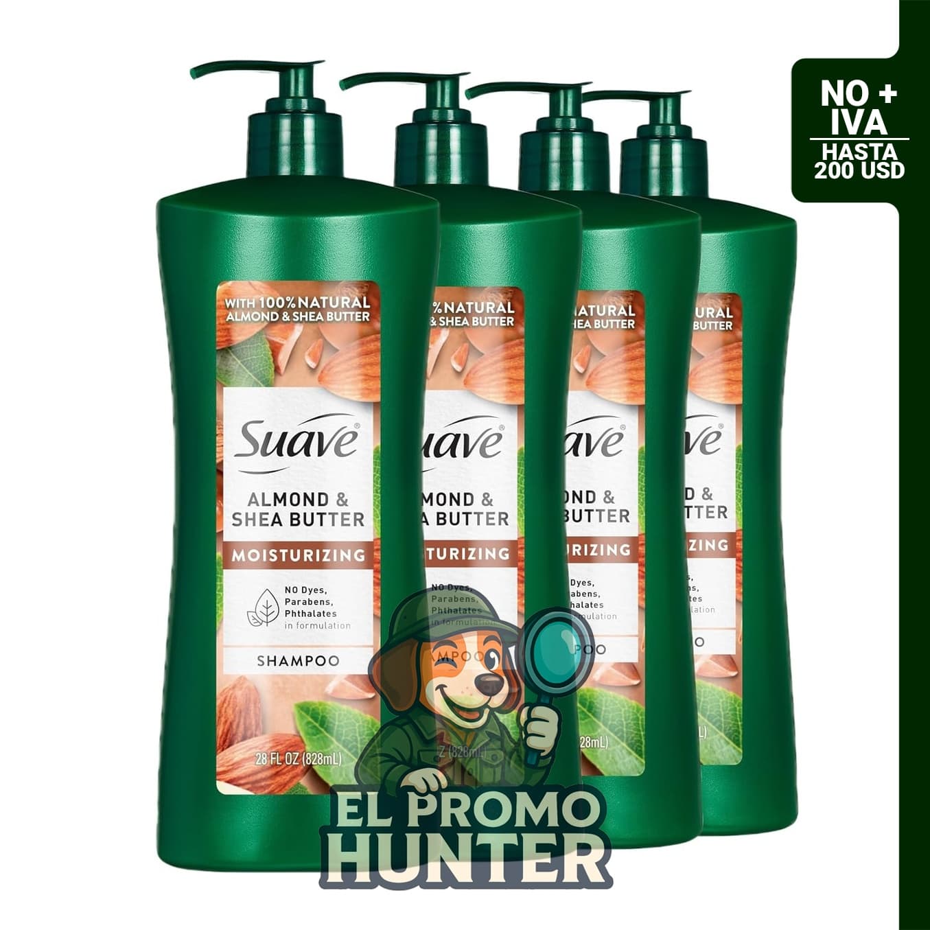 Suave Professionals Champú hidratante para cabello seco con Manteca, formulación para hidratación.