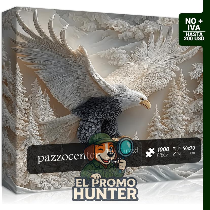 Rompecabezas de Águila Tallada de 1000 piezas, diseño de águila calva en un entorno natural.