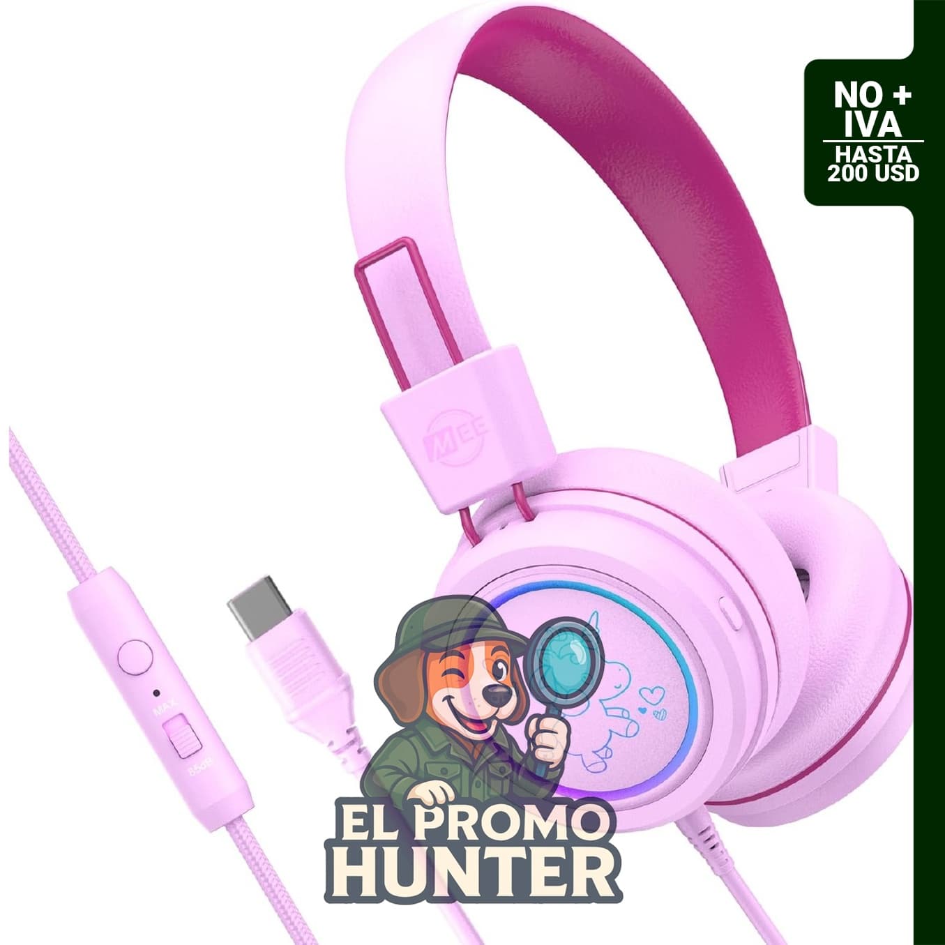 MEE audio KidJamz KJ55, auriculares USB-C para niños con limitador de volumen y micrófono.