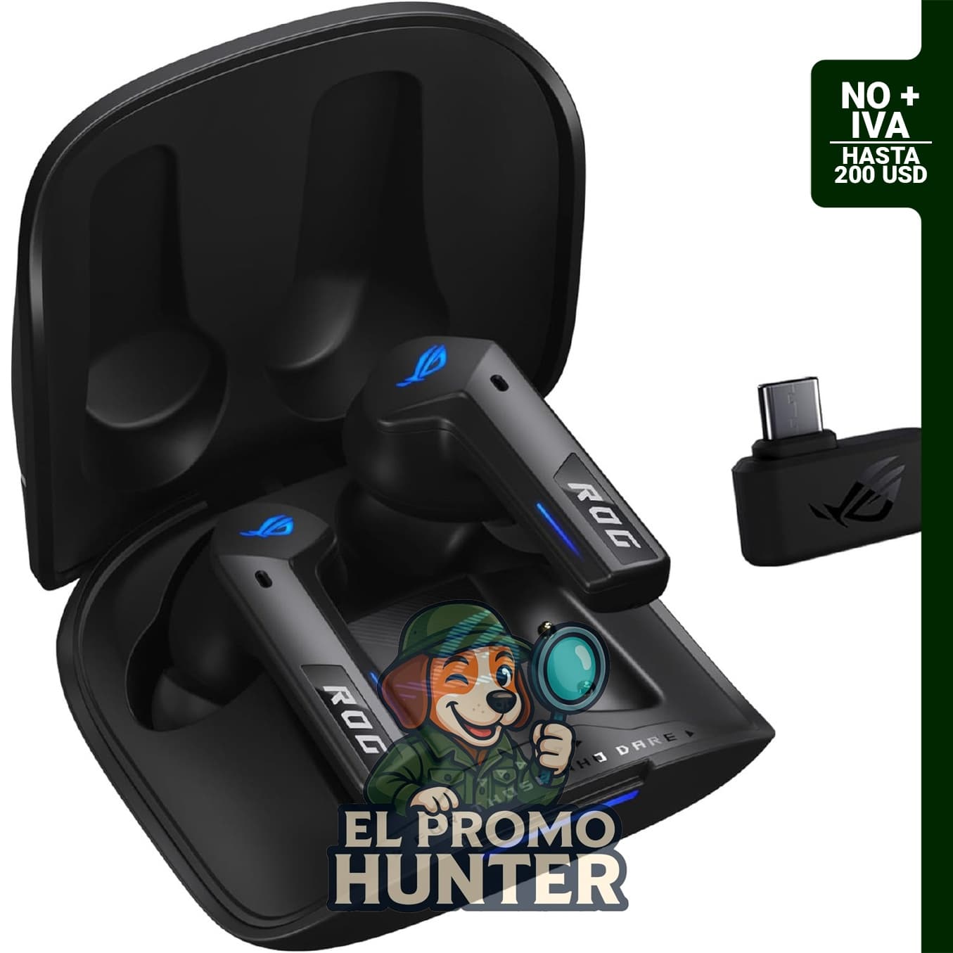 ASUS ROG Cetra True Wireless SpeedNova Gaming Earbuds con modo dual (Bluetooth, 2.4GHz), micrófono AI de conducción ósea y ANC adaptativo.