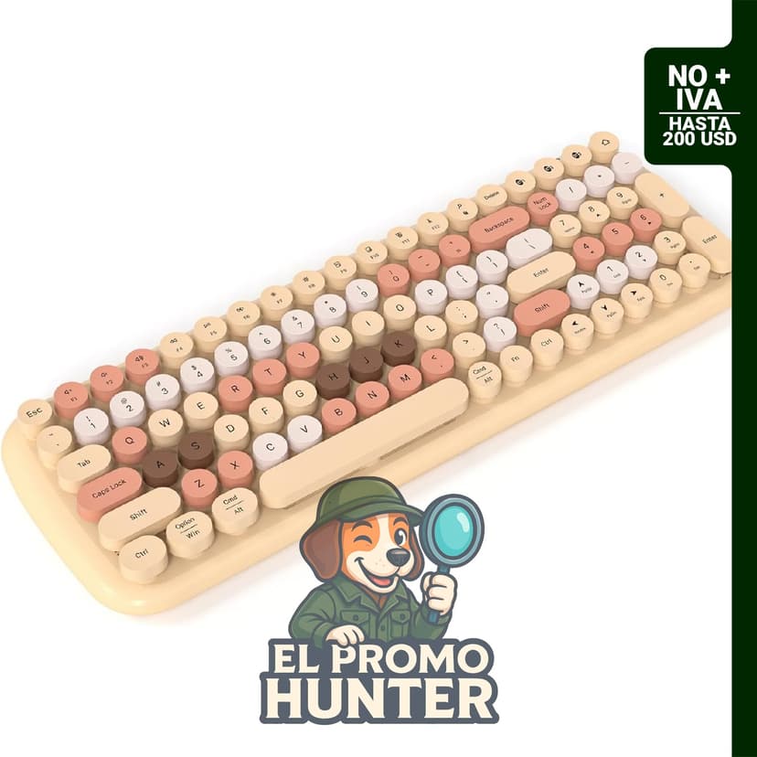 KNOWSQT Teclado Bluetooth Milktea, teclado inalámbrico multidispositivo tipo máquina de escribir con 100 teclas redondas.
