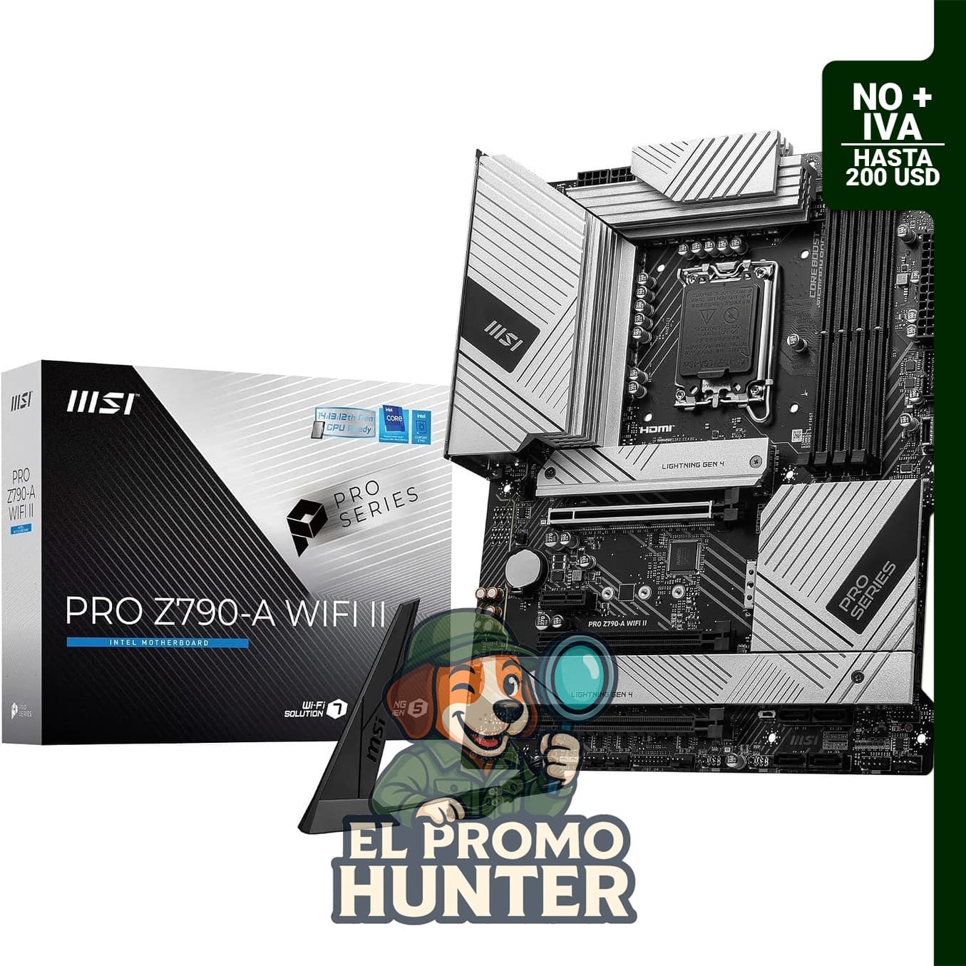 Placa base MSI PRO Z790-A WiFi II ATX, compatible con procesadores Intel Core de 14ª, 13ª y 12ª generación.