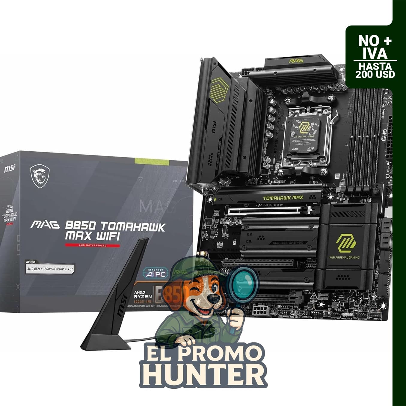 MSI MAG B850 Tomahawk MAX WiFi Placa Base ATX, compatible con procesadores AMD Ryzen 9000/8000/7000.