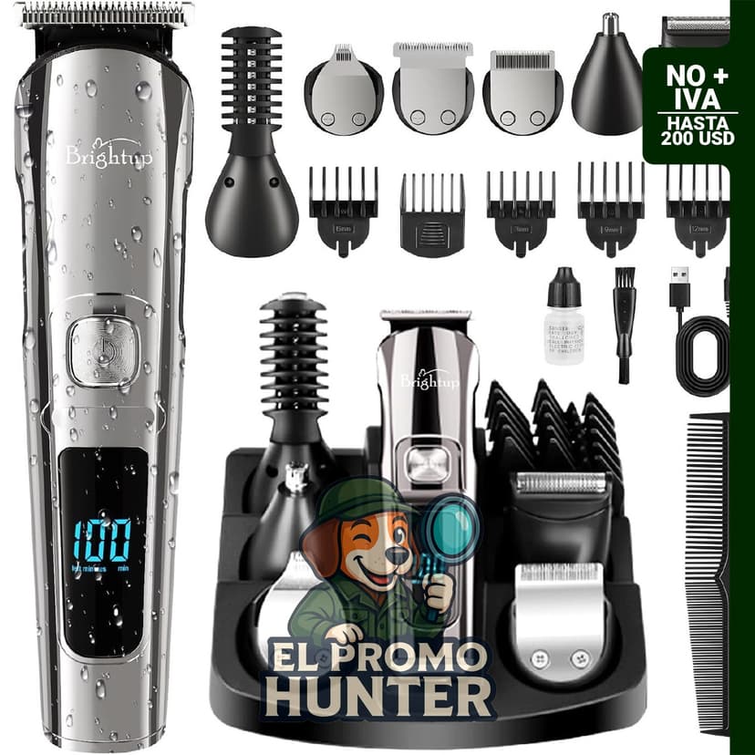 Brightup Recortadora de Barba para Hombres, maquinilla de afeitar eléctrica impermeable IPX7.