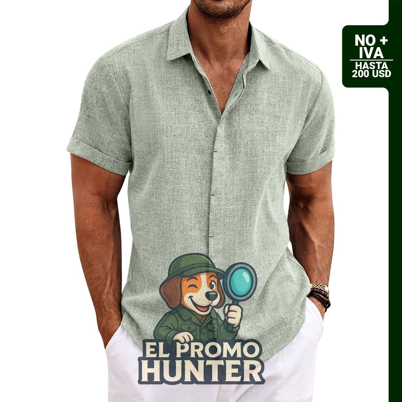 Camisa de lino para hombre de manga corta con botones, adecuada para ocasiones casuales y de verano.
