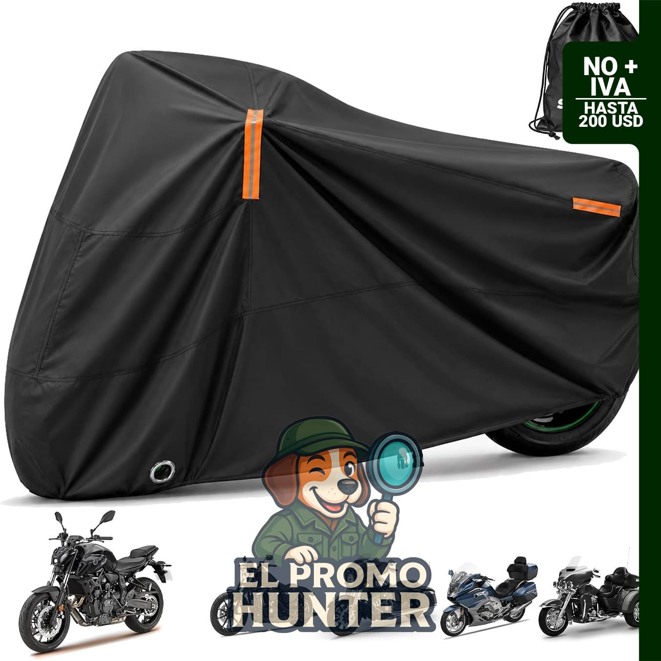 Funda impermeable para motocicleta Tozaroa, resistente al aire libre, protección UV y tiras reflectantes.