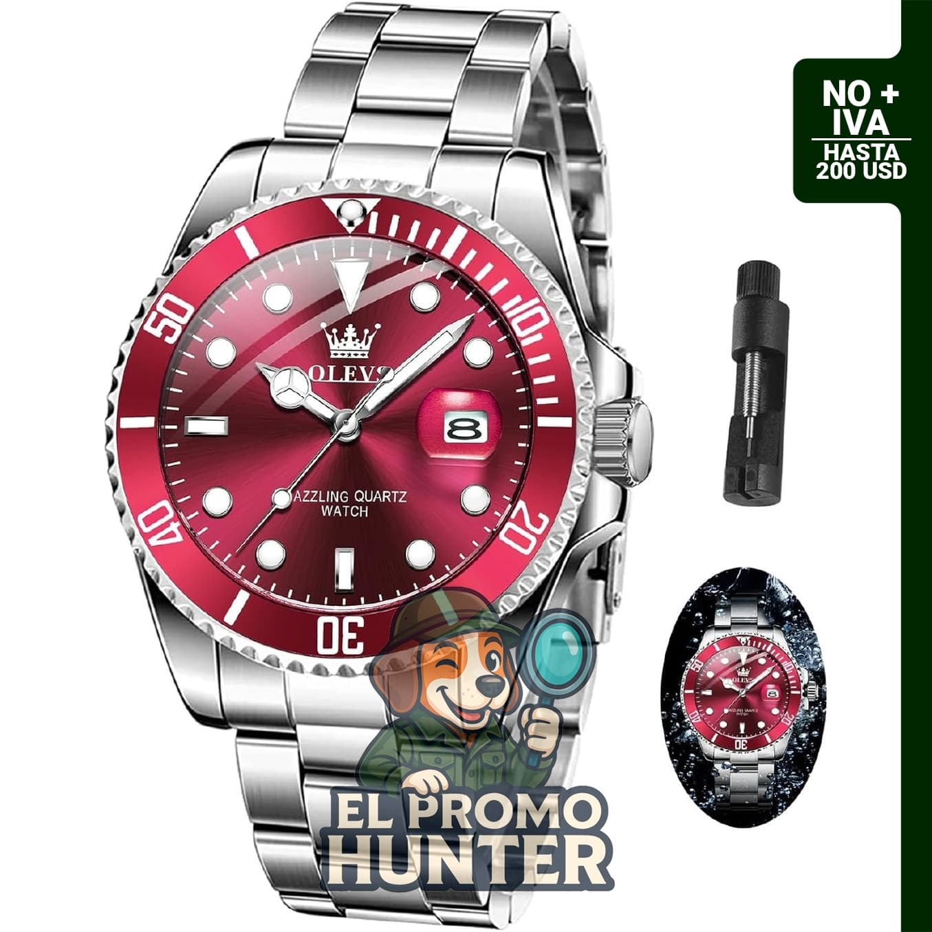 OLEVS Reloj Hombre Acero Inoxidable 41 mm con Fecha