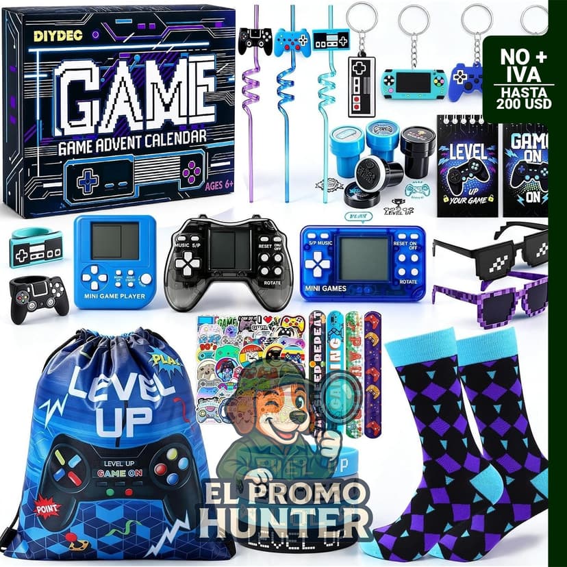 Calendario de Adviento de Navidad 2026 con 24 sorpresas de videojuegos para niños.