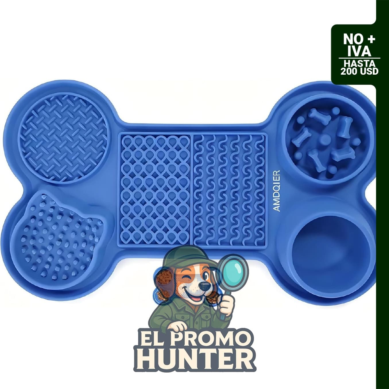 Tapete lamedor 6 en 1 para perros y gatos con ventosas, diseñado para alimentación y alivio de ansiedad.
