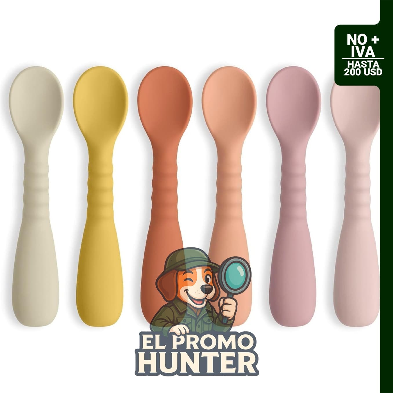 ME.FAN Cucharas de silicona para bebés, paquete de 6 cucharas suaves para autoalimentación.