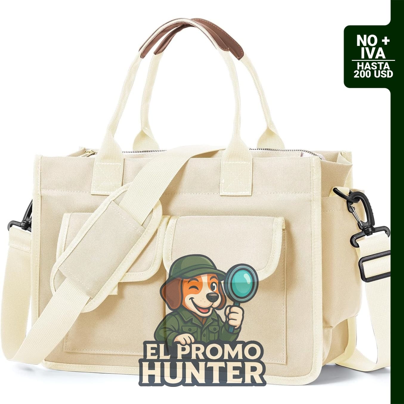 coowoz Bolso de lona para laptop de 13 L (35,6 cm) con cremallera y correa cruzada.