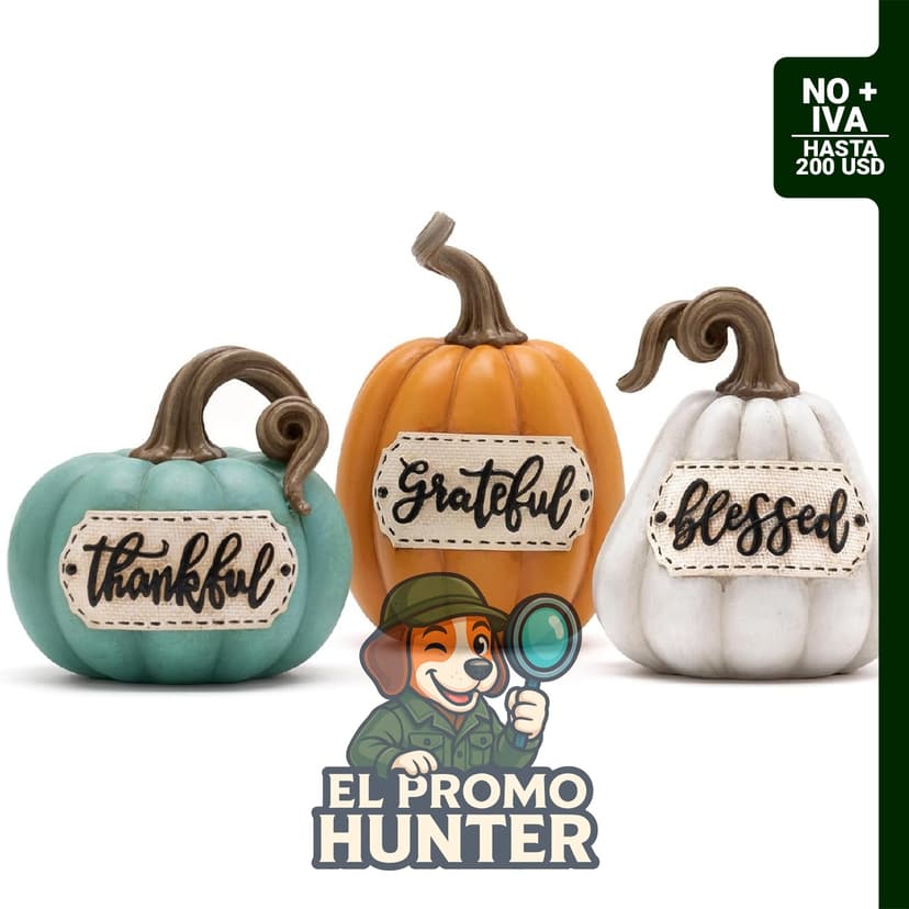 Set de 3 calabazas decorativas de resina de 12,7 cm para interiores.