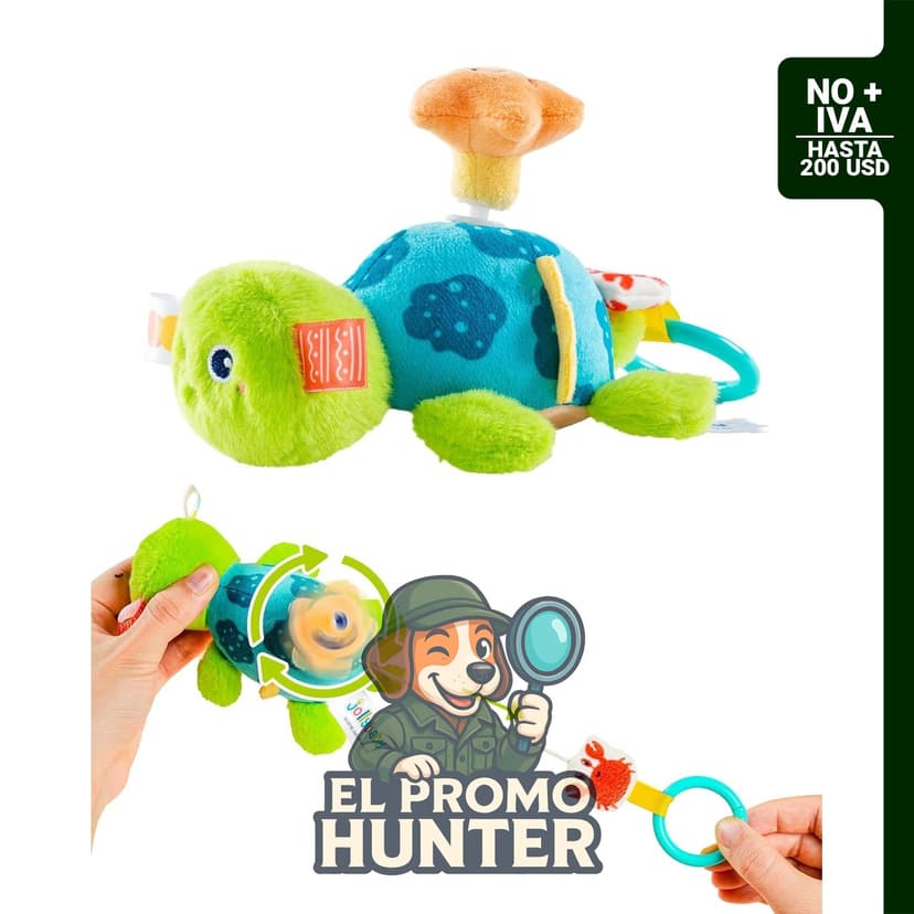 Sonajero Tortuga de Peluche de 15,2 cm para bebé, juguete colgante de felpa suave.