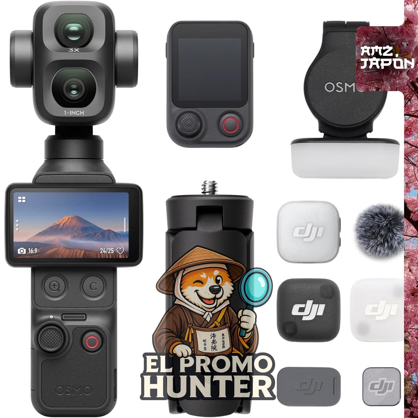 DJI Osmo Pocket 4P Vlog Combo, cámara de video portátil con lentes duales y grabación en 4K.