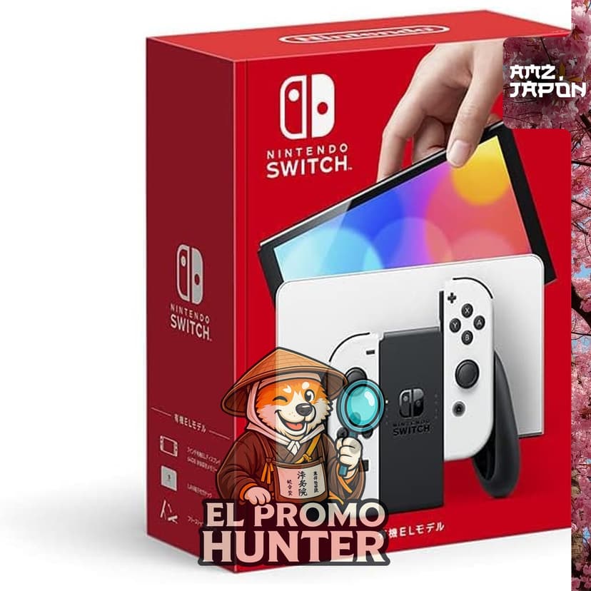 Consola Nintendo Switch (modelo OLED) con Joy-Con (L)/(R) en color blanco.