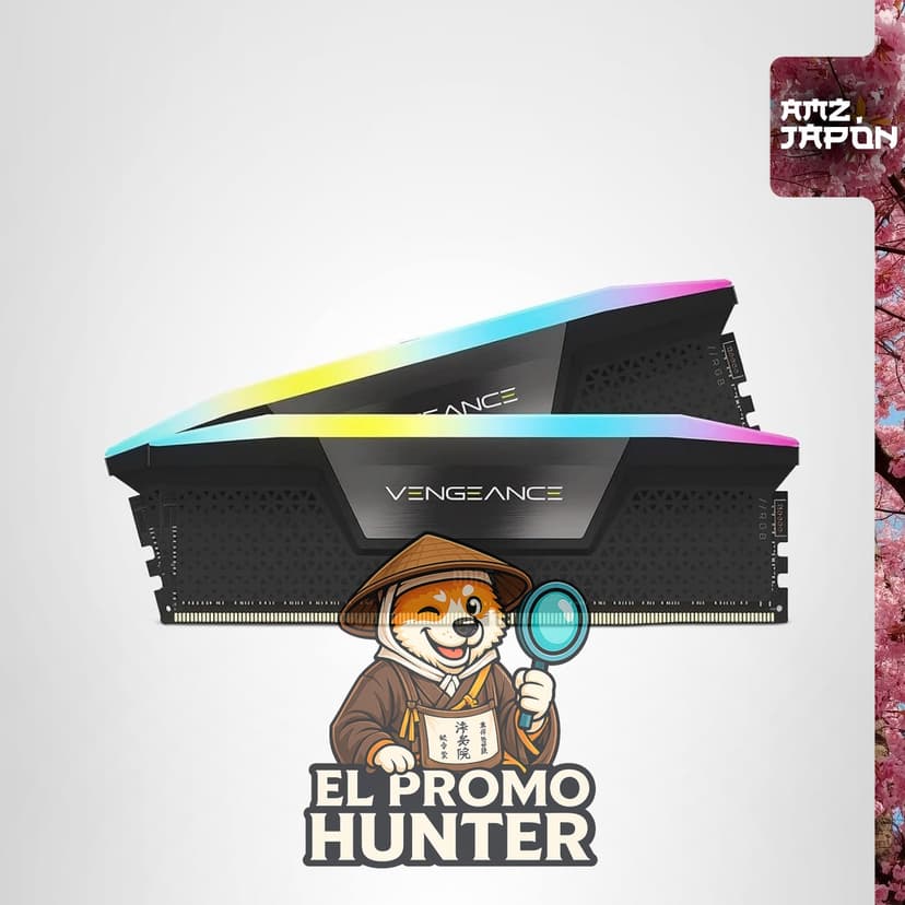CORSAIR VENGEANCE RGB DDR5 32GB (2x16GB) RAM compatible con Intel, hasta 6000MHz.