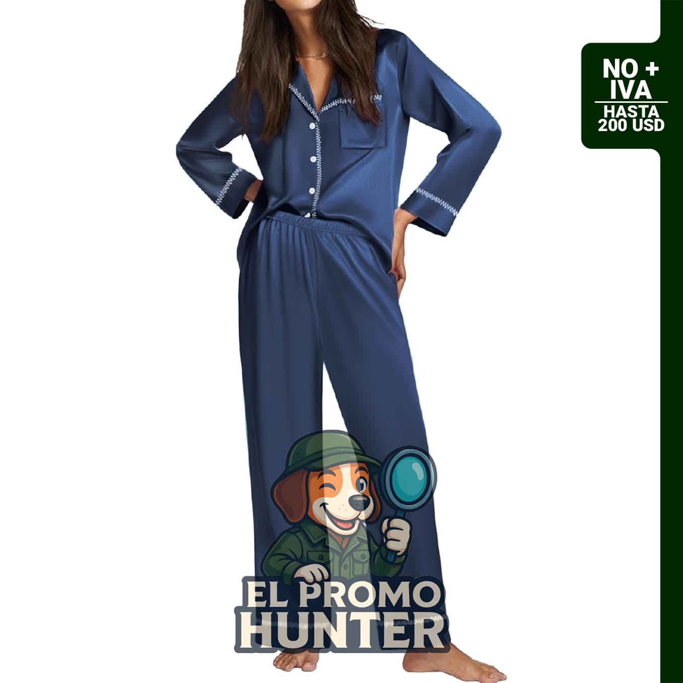 Conjunto de pijama de satén para mujer, incluye parte superior de manga larga y pantalones con botones.