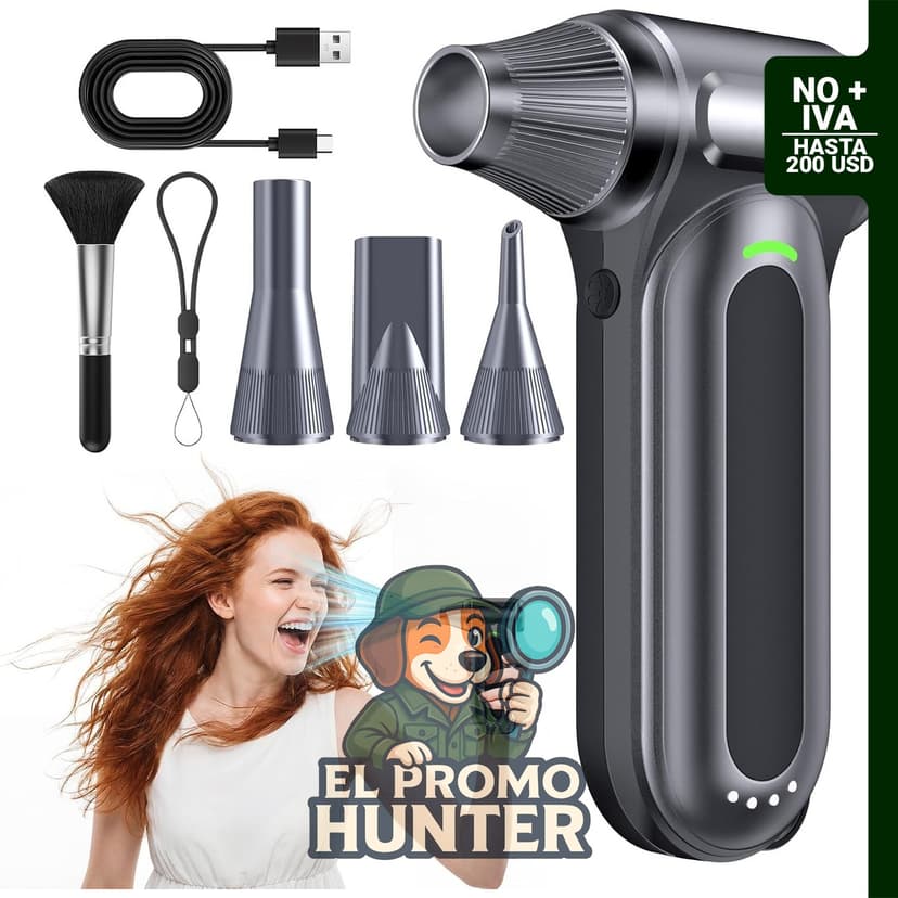 Plumero de aire eléctrico ZTWI8SU7 de 170,000 RPM, motor sin escobillas, recargable e inalámbrico, 4 velocidades.