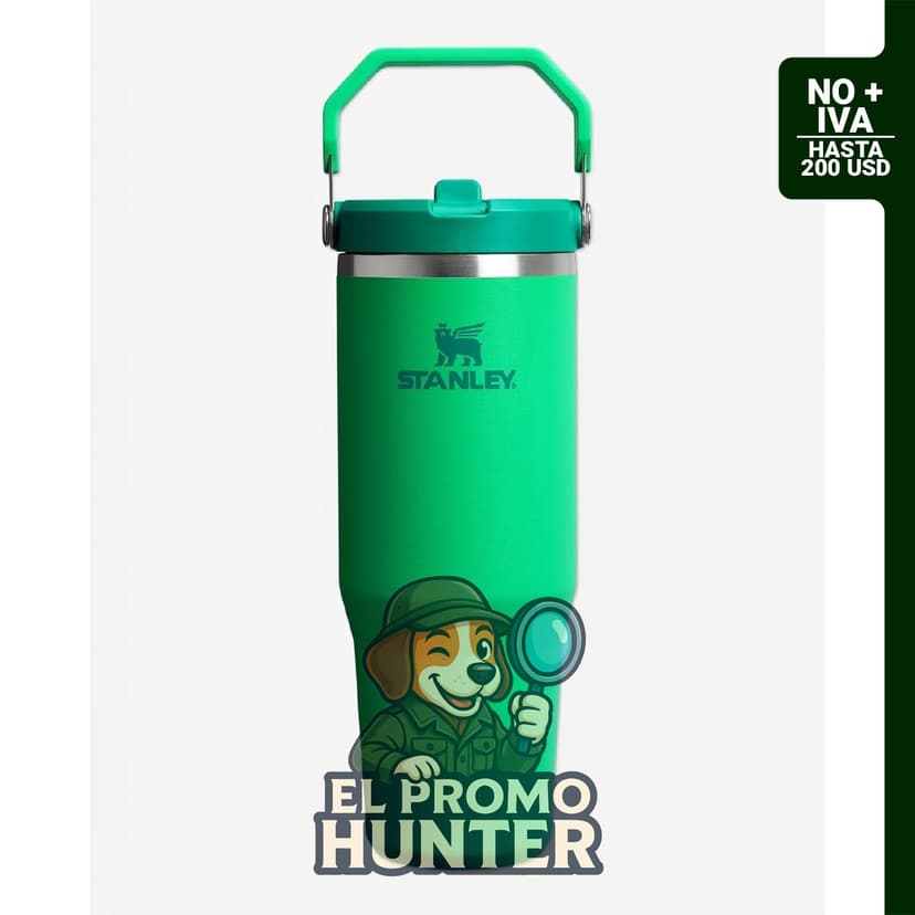 STANLEY IceFlow 2.0, vaso de 887 ml con pajilla abatible y asa, tapa giratoria, acero inoxidable, resistente a fugas.