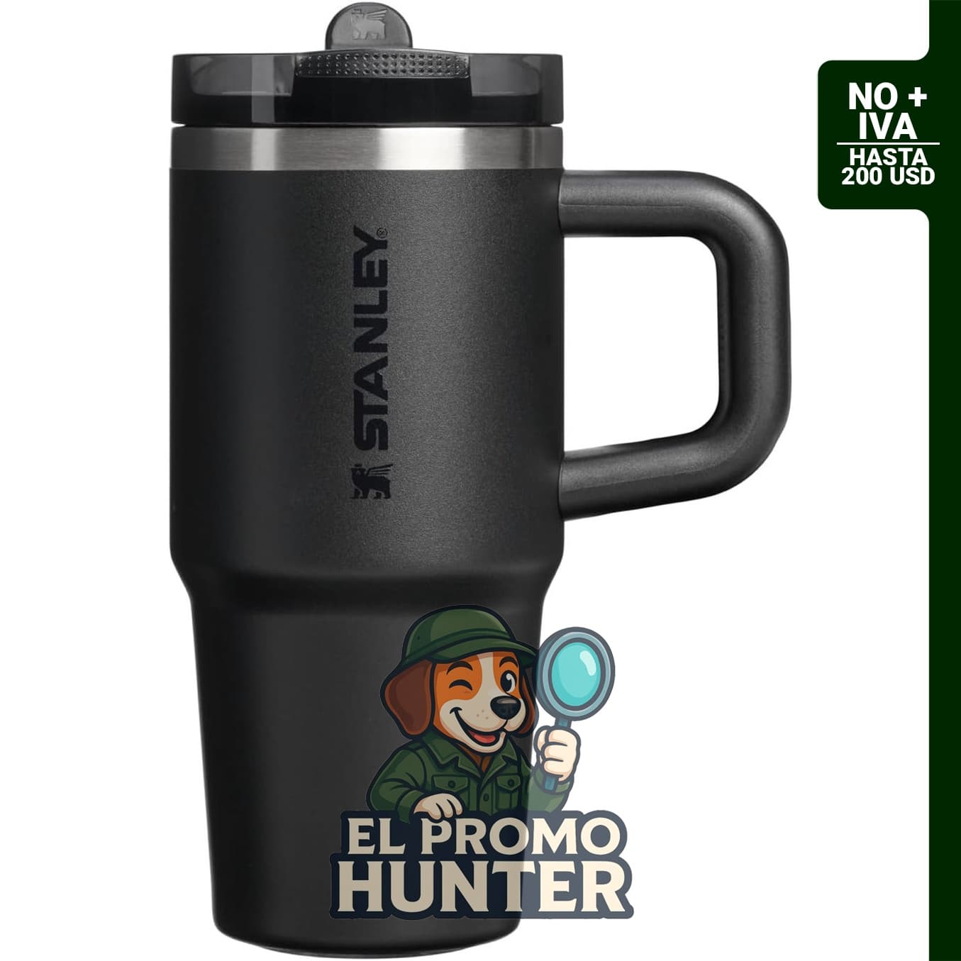 STANLEY Quencher ProTour - Vaso con pajilla, 14 onzas, color negro 2.0, acero inoxidable aislado, a prueba de fugas.