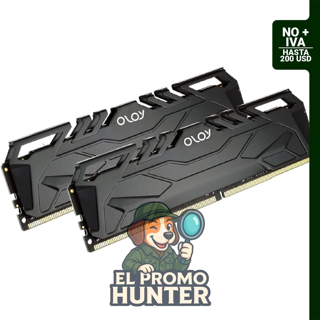 OLOy DDR4 RAM 16GB (2x8GB) Búho Negro, 3200 MHz, CL16, 1.35V, 288-Pin UDIMM para escritorio.