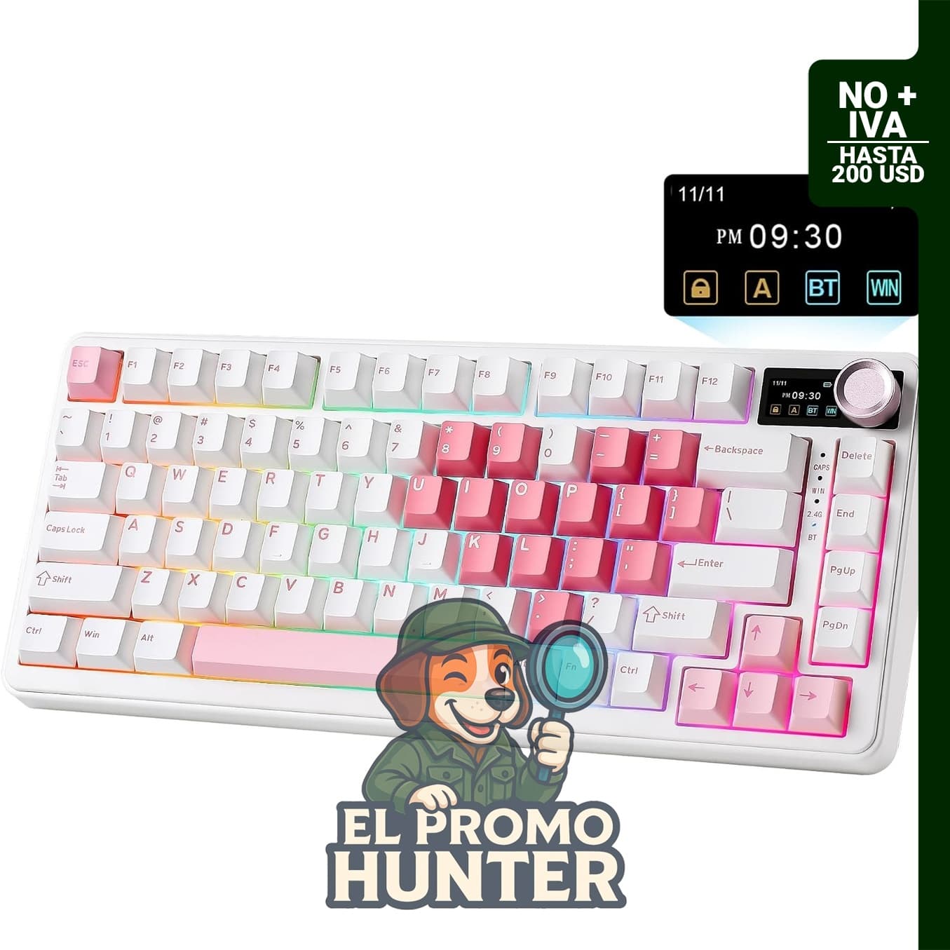 YUNZII Teclado mecánico B75 PRO MAX 75% (corazón blanco, cacao V2)