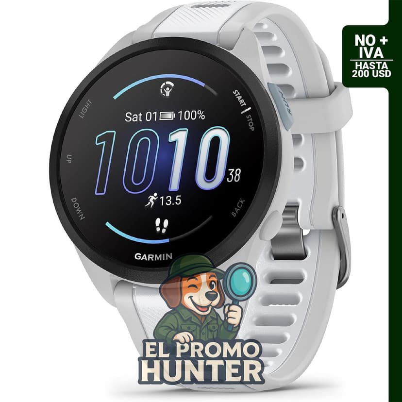 Garmin Forerunner 165, reloj inteligente con pantalla AMOLED y métricas de entrenamiento.