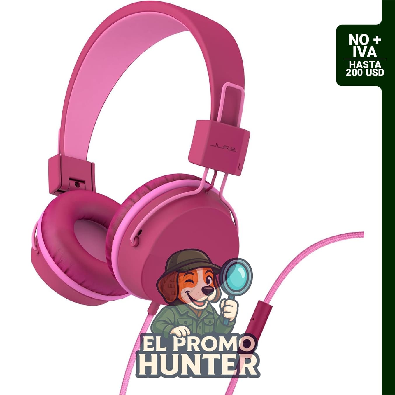 JLab JBuddies Studio Auriculares On-Ear con Cable para Niños, limitador de volumen, plegables y ajustables.