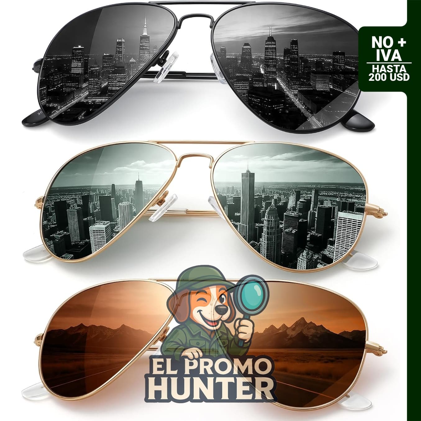 Gafas de sol aviador polarizadas con protección UV para hombres y mujeres.