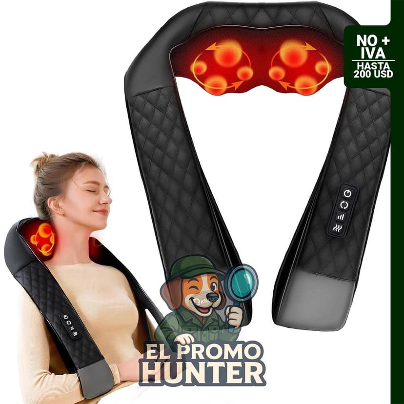 Masajeador de cuello con calor, 4D para alivio de dolor muscular.