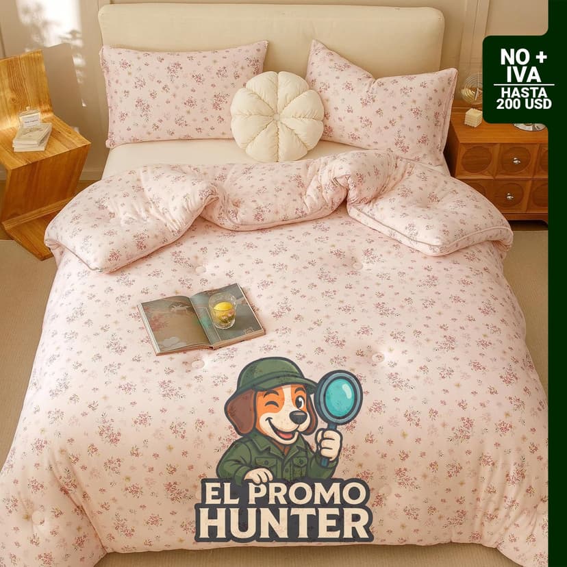 MorroMorn Edredón Rosa Individual de 3 piezas, incluye edredón y 2 fundas de almohada, suave y ligero.