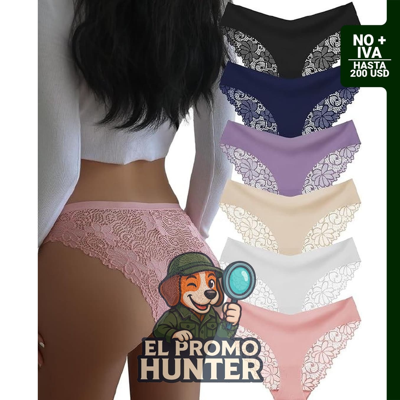 Bragas de encaje para mujer, sin costuras, con tiro bajo y crotch de algodón.