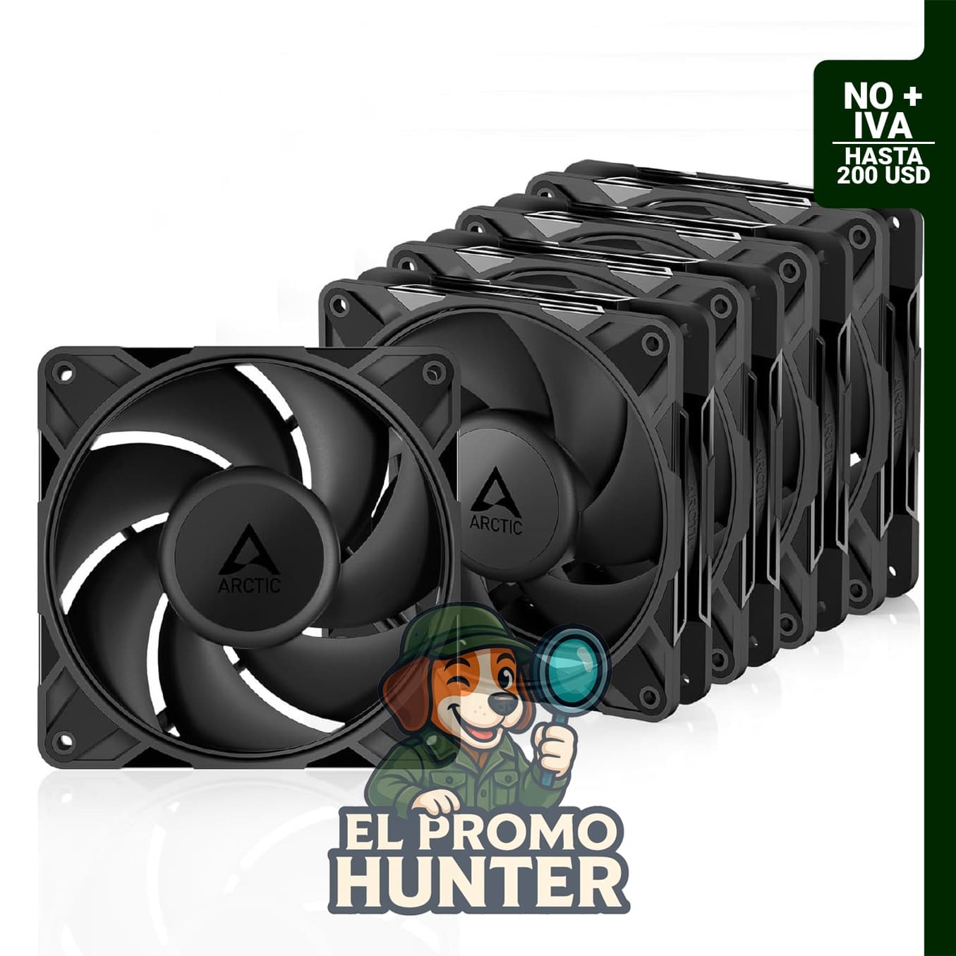 ARCTIC P12 Pro PST - Ventilador PWM de 120 mm, 600-3000 RPM, rodamiento de fluido dinámico, paquete de 5.