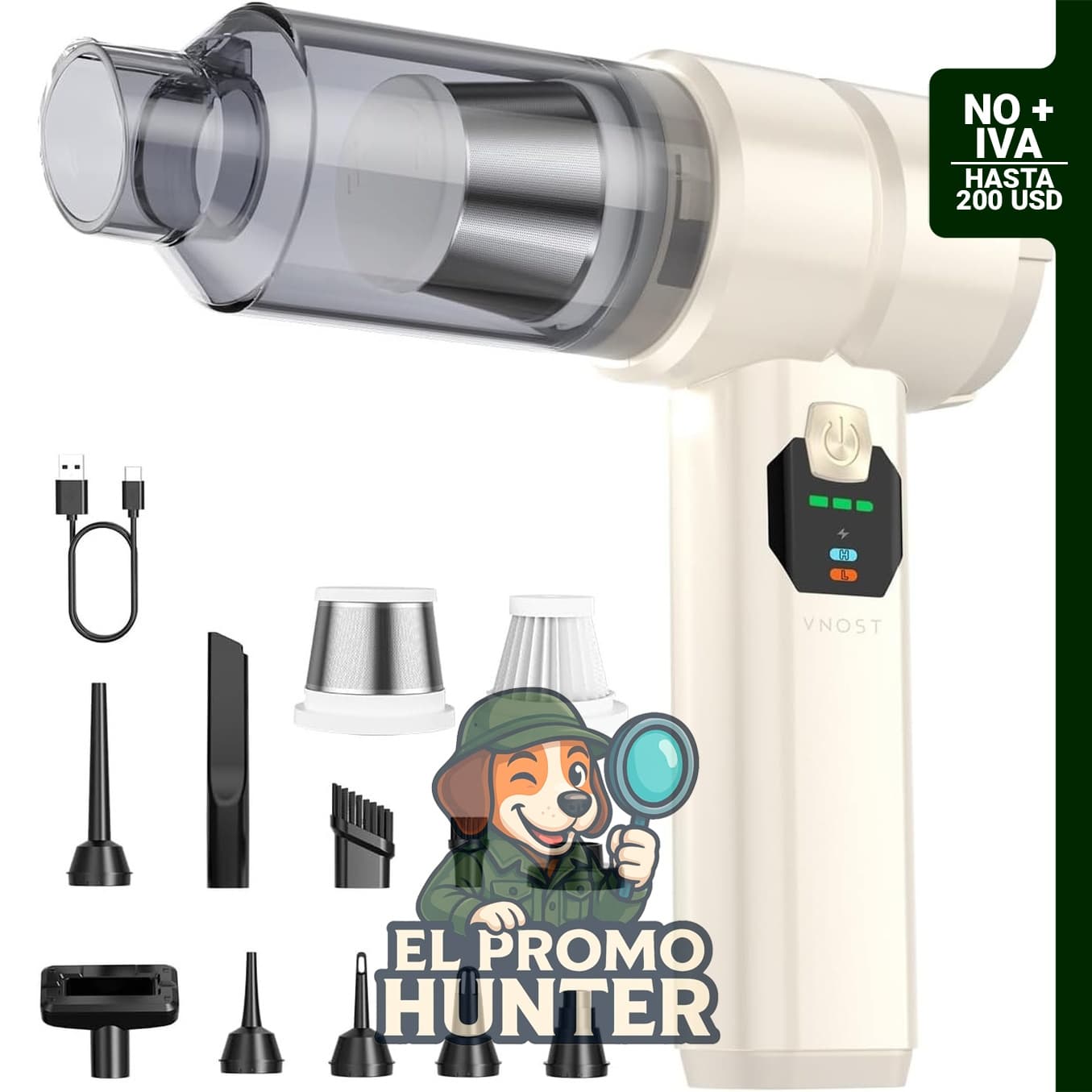VNOST Aspiradora de mano inalámbrica, 36W de potencia.