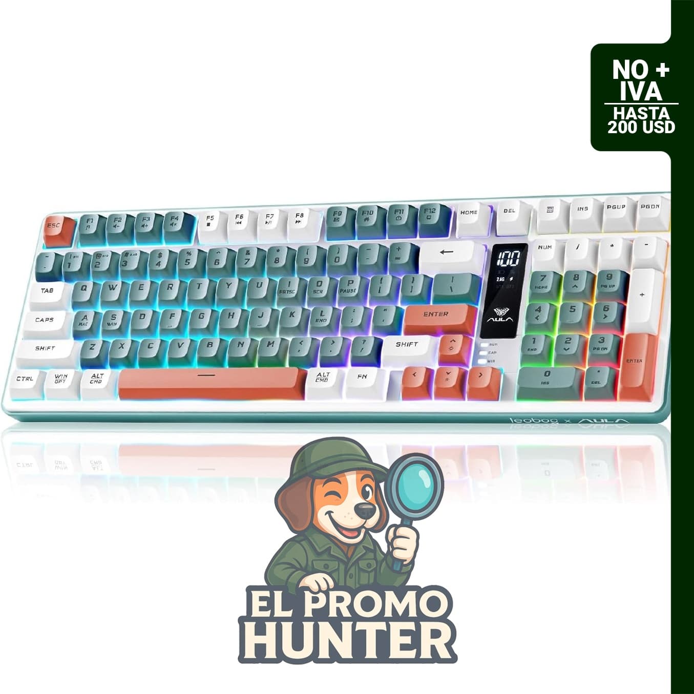 Aula S99pro V2 - Teclado inalámbrico de 99 teclas con pantalla digital y teclado numérico, Bluetooth trimodo/2.4 GHz/USB-C.