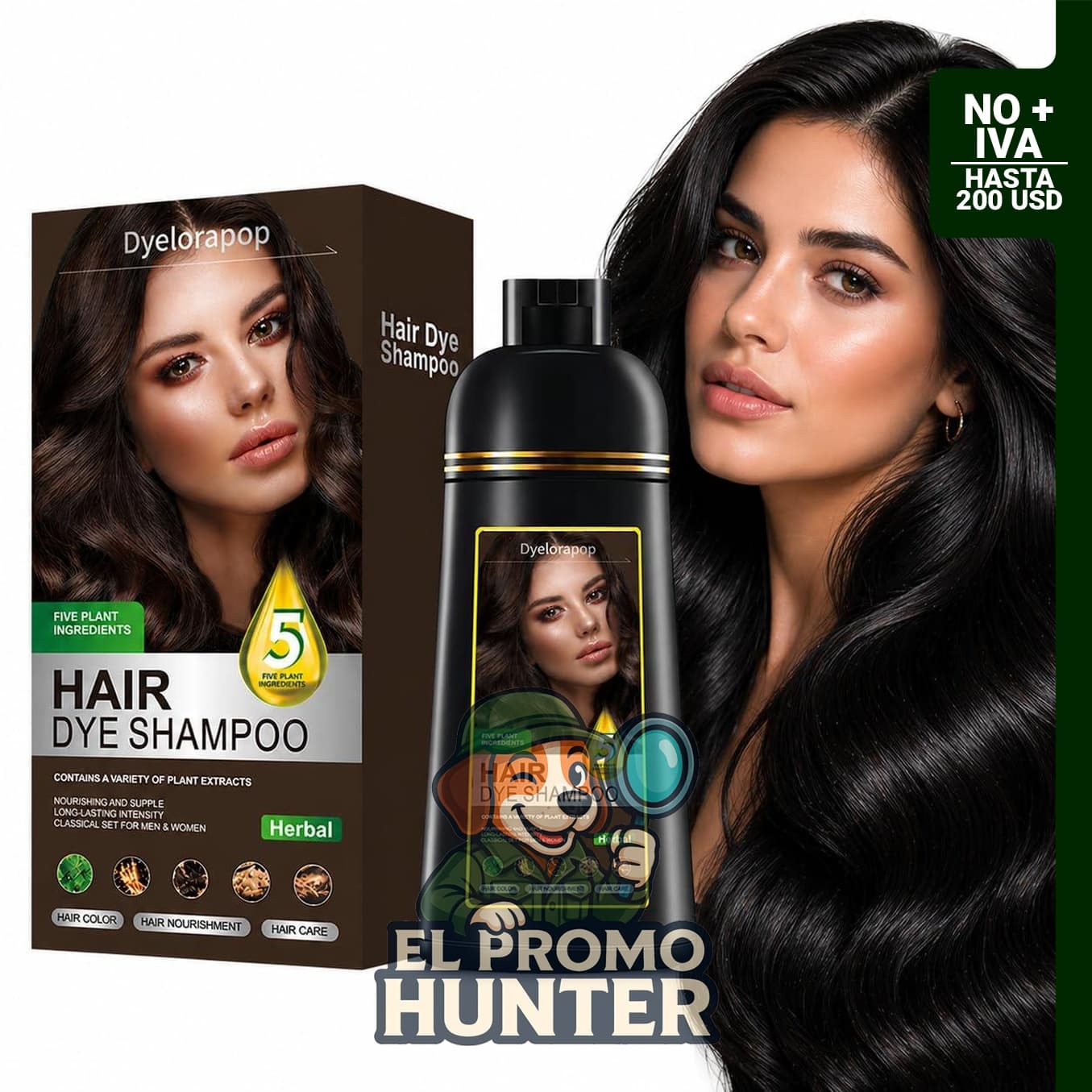 Champú de tinte semipermanente Dyelorapop para cabello gris, fórmula de argán.