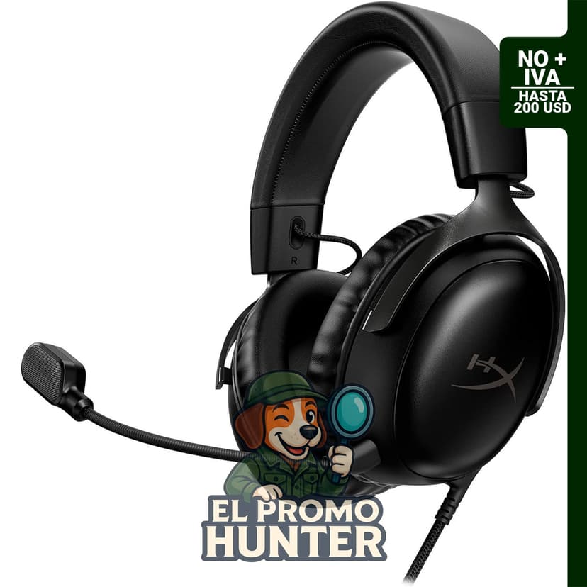 HyperX Cloud III - Auriculares con cable para juegos, bocinas de 53 mm, micrófono de 10 mm, conectividad USB-C, USB-A y 3.5 mm.
