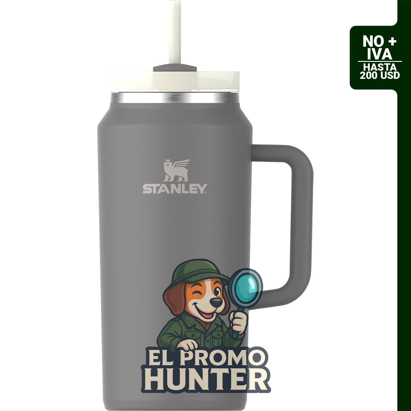 STANLEY Quencher H2.0 vaso térmico de acero inoxidable, 1,89 L, con asa y pajilla, tapa Flowstate de 3 posiciones.