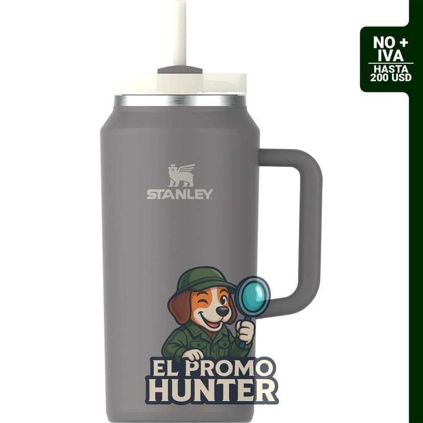 STANLEY Quencher H2.0 vaso térmico de acero inoxidable, 1,89 L, con asa y pajilla, tapa Flowstate de 3 posiciones.