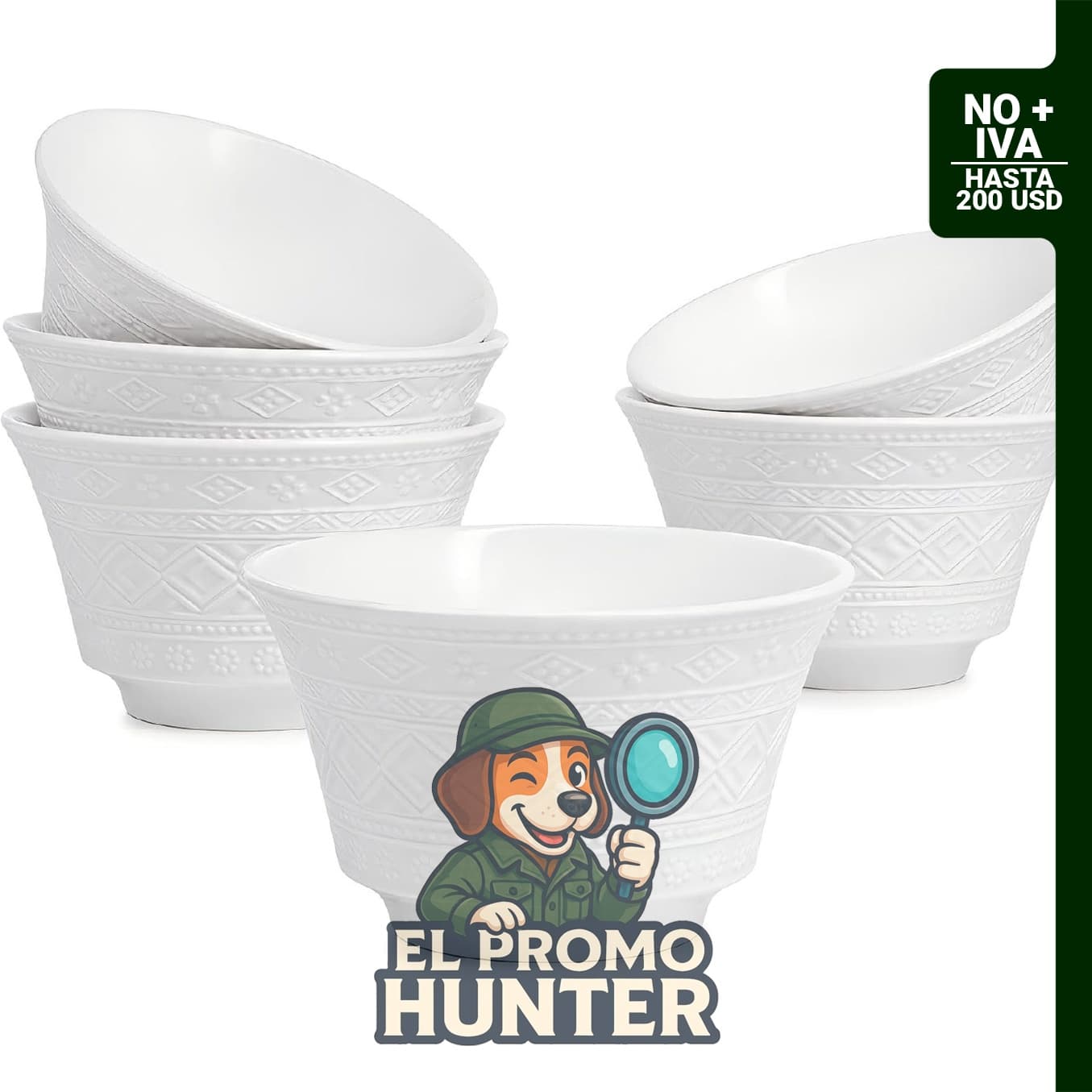 Juego de 6 cuencos de sopa Bone China de 798 ml (27 oz) y 15,2 cm de diámetro, aptos para microondas y lavavajillas.