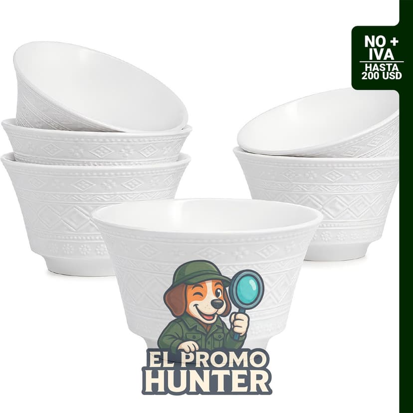 Juego de 6 cuencos de sopa Bone China de 798 ml (27 oz) y 15,2 cm de diámetro, aptos para microondas y lavavajillas.