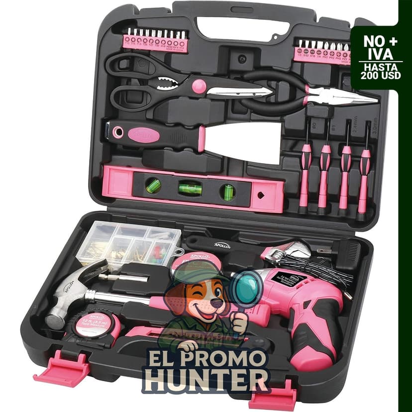 Apollo DT0773N1 Kit de herramientas de precisión para el hogar, 135 piezas, color rosa.