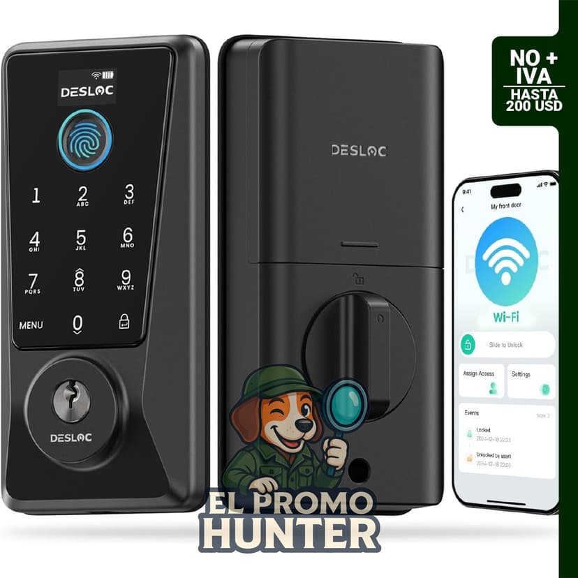 Cerradura inteligente D110 Plus con teclado y huella dactilar.